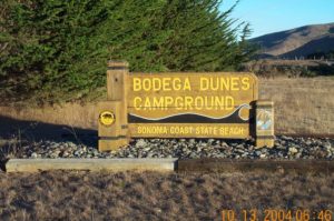 Entrance sign to Bodega Dunes Campground