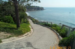 Paved path to beach; Point Fermin in distance (GPS point)
