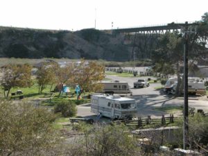 A small campground handles RVs